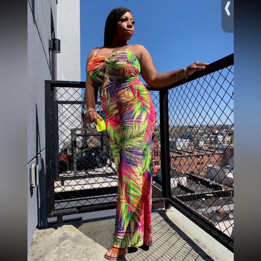 Vibrant Tropical jump suit - plus size